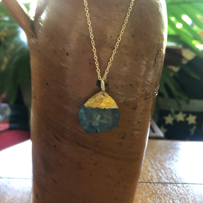 Artisan Made Rock Pendant Ocean Blue Handcrafted Necklace 1in x 1in