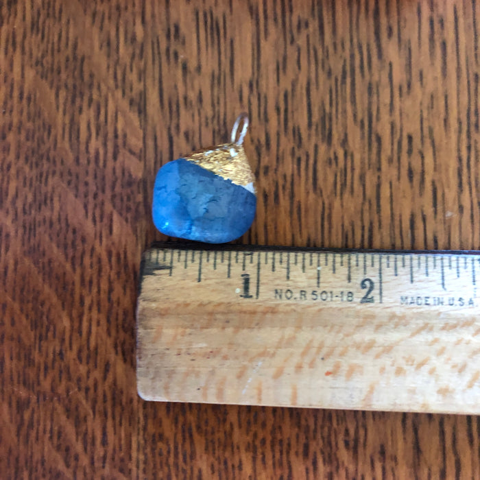 Artisan Made Rock Pendant Ocean Blue Handcrafted Necklace 1in x 1in