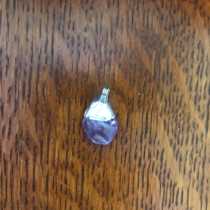Artisan Made Rock Pendant Resembles Amethyst Handcrafted Necklace 1/2in x 1/2in