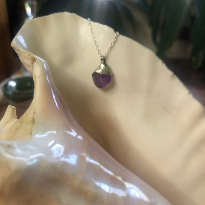 Artisan Made Rock Pendant Resembles Amethyst Handcrafted Necklace 1/2in x 1/2in