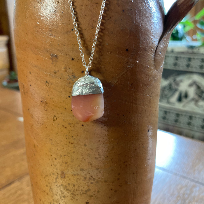 Artisan Made Rock Pendant Resembles Carnelian Handcrafted Necklace 1/2 in x 7/8 in
