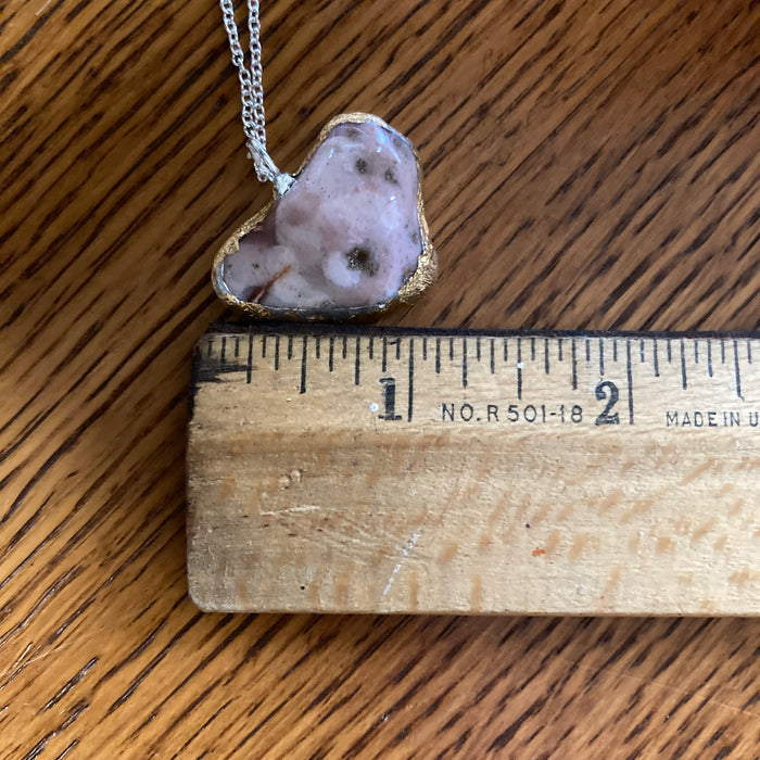 Artisan Made Rock Pendant Resembles Pink Banded Agate Handcrafted Necklace 1 1/8 in x 7/8 in