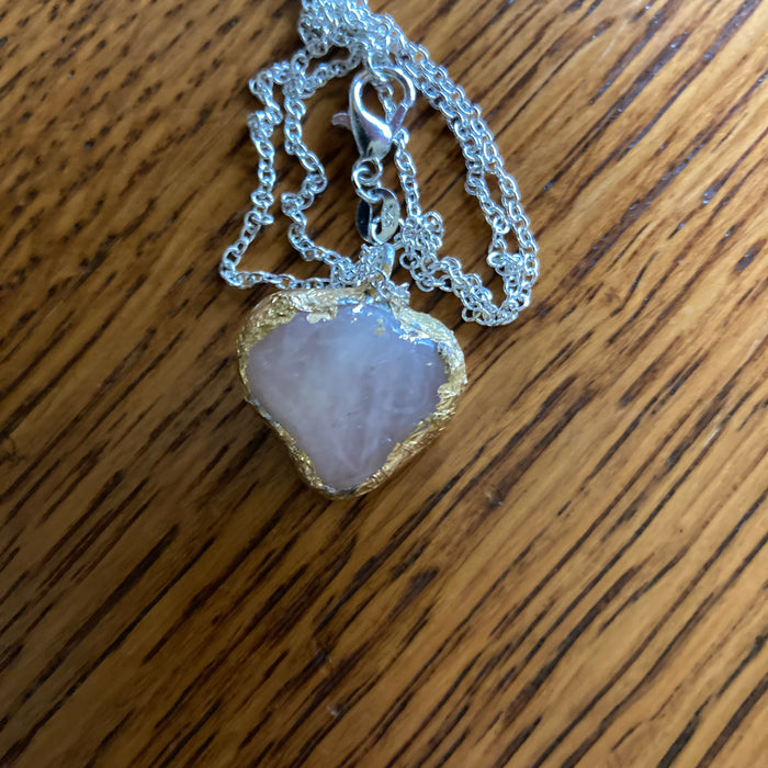Artisan Made Rock Pendant Resembles Rose Quartz Handcrafted Necklace 3/4 in x 3/4 in