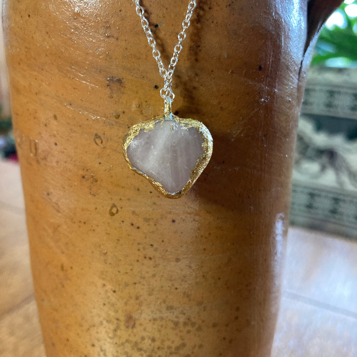 Artisan Made Rock Pendant Resembles Rose Quartz Handcrafted Necklace 3/4 in x 3/4 in