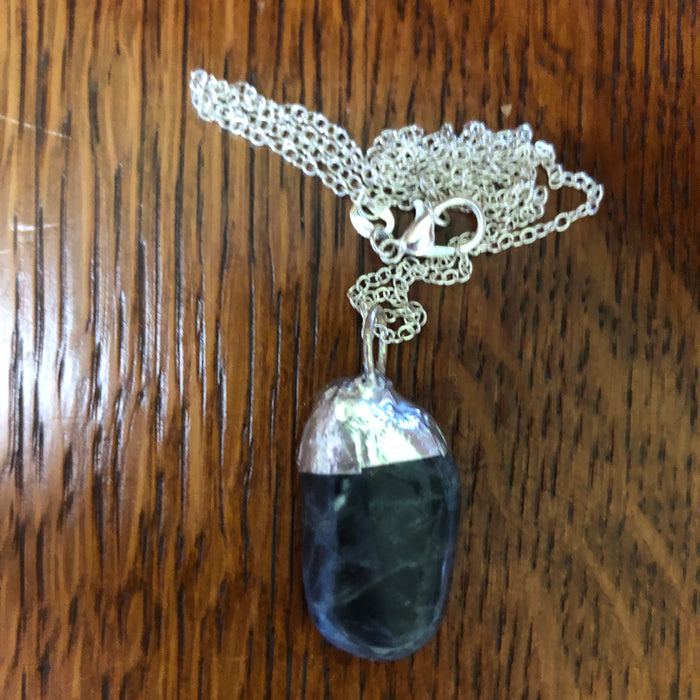 Artisan Made Rock Pendant Resembles Sodalite Handcrafted Necklace 3/4in x 1.25in