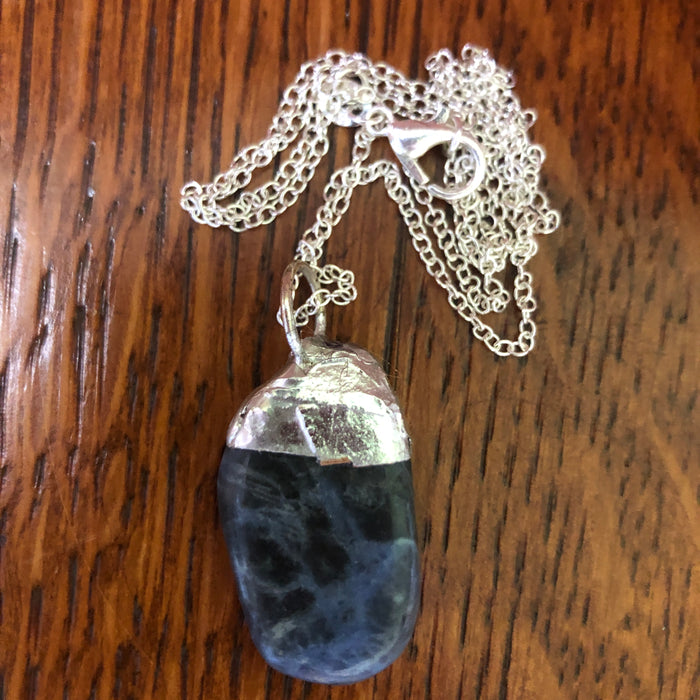 Artisan Made Rock Pendant Resembles Sodalite Handcrafted Necklace 3/4in x 1.25in