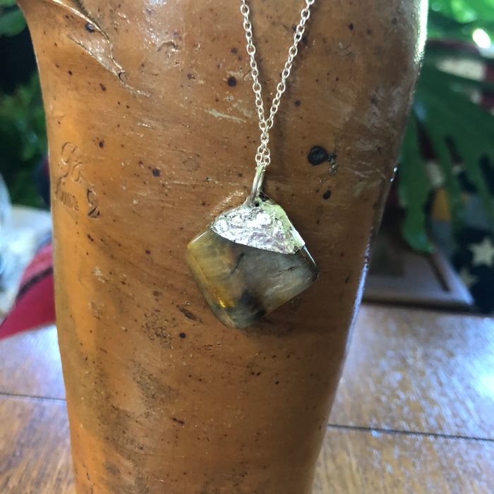 Artisan Made Rock Pendant So Beautiful Resembles a Tiger's Eye Handcrafted Necklace 1in x 1.25in