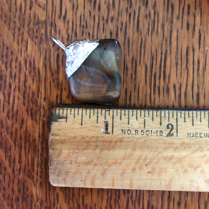 Artisan Made Rock Pendant So Beautiful Resembles a Tiger's Eye Handcrafted Necklace 1in x 1.25in