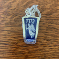 Artisan Made Virgo Pendant Repurposed Zodiac Calendar Plate Shard Unique Necklace 7/8in x 1.5in