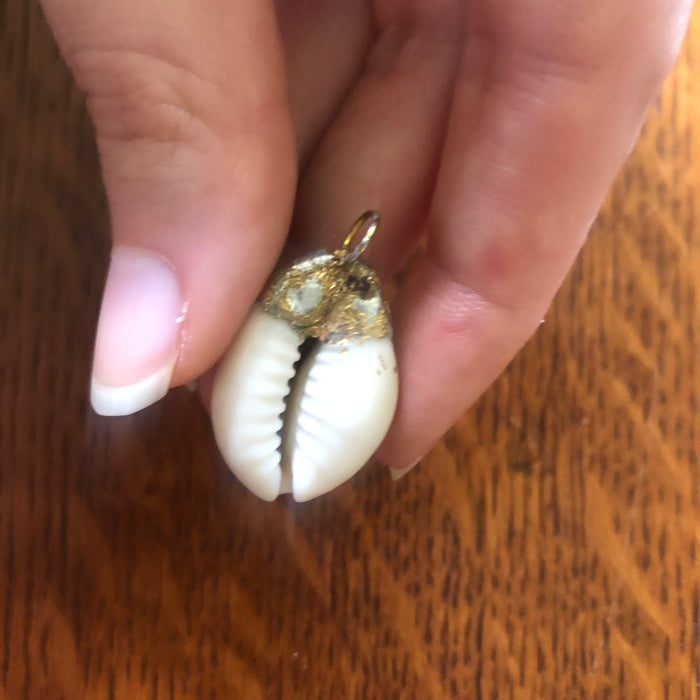 Atlantic Yellow Cowry Artisan Made Pendant Handcrafted Sea Shell Necklace 3/4 in x 1 in