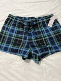 AUDEN FLANNEL SLEEP SHORTS FOR WOMEN "Black, Navy & Green Plaid" Size S