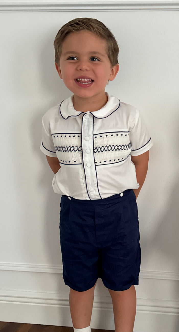 August Handsmocked Boy 2-Piece Set
