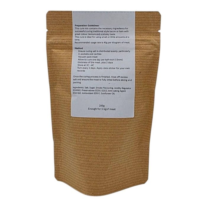 Instruction label on bacon cure kit