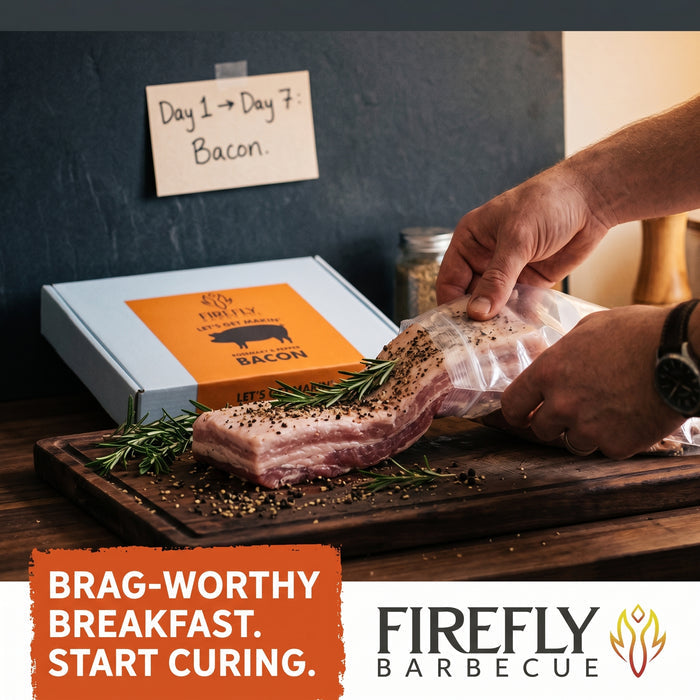 FireFly barbecue kit box with bacon curing instructions