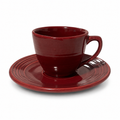 Vintage Bauer Pottery Monterey Burgundy Cup and Saucer - 1936-1945 USA