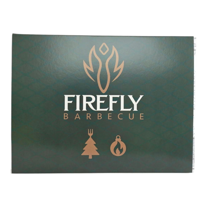 Firefly BBQ packaging with logo and icons