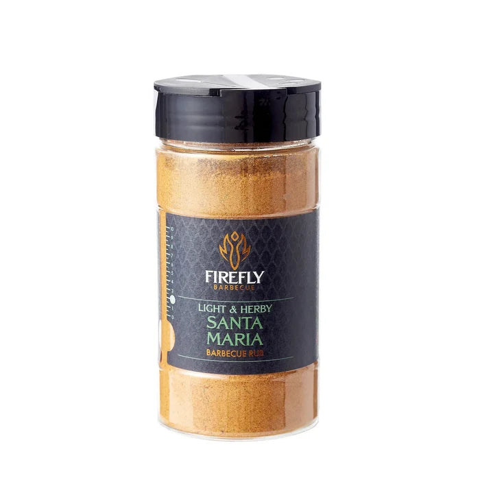 Side view of BBQ seasoning jar with black cap and spice inside