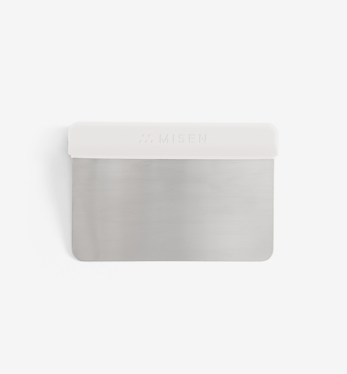 Misen stainless steel bench scraper with white plastic handle