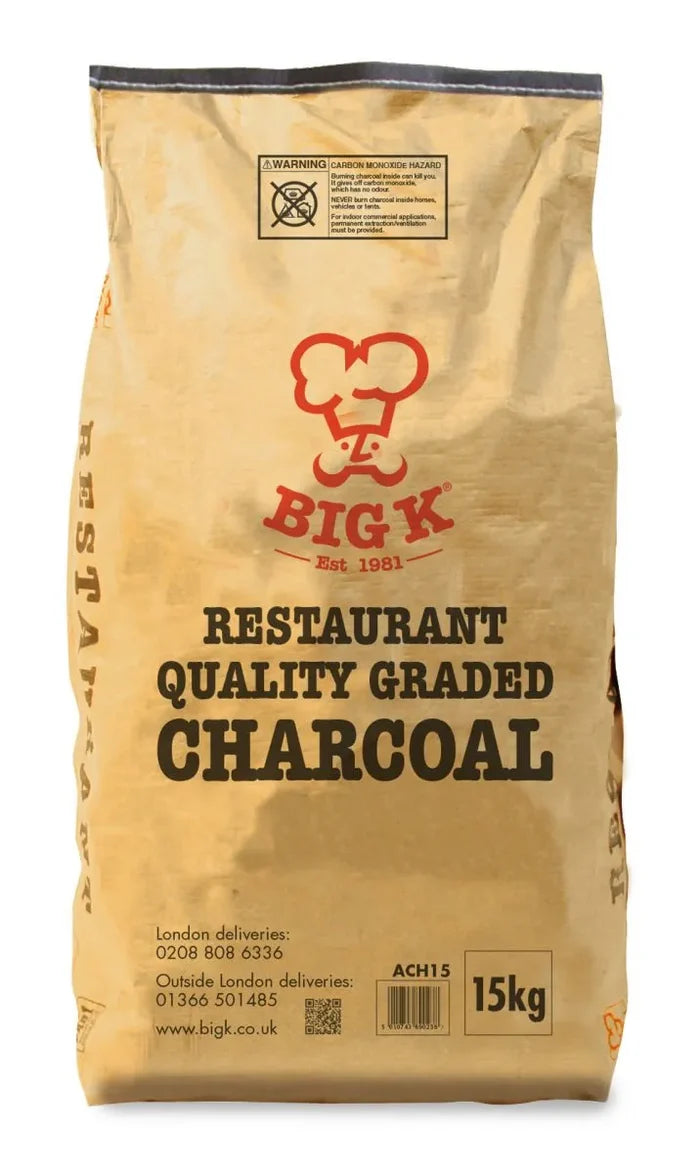 Big K Dura restaurant grade charcoal 15kg bag for BBQ grilling