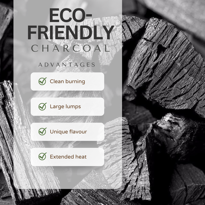 Eco-friendly charcoal firewood logs highlighting large, sustainable charcoal