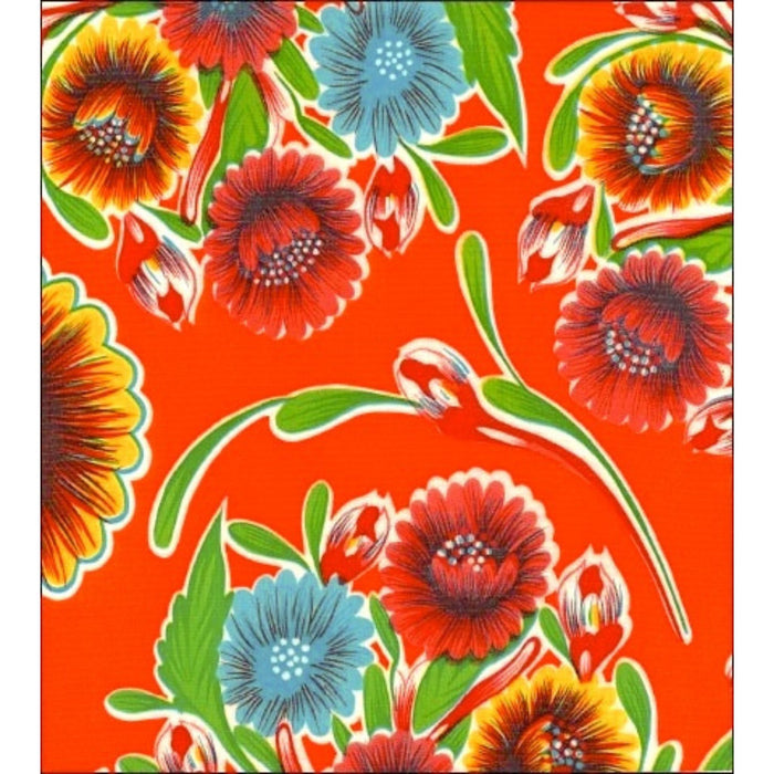 freckled sage bloom orange oilcloth swatch