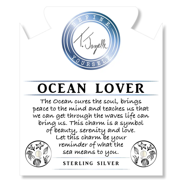 Blue Calcite Gemstone Bracelet with Ocean Lover Sterling Silver Charm T. Jazelle