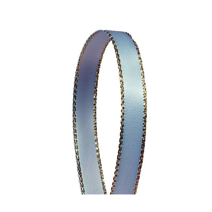 Blue Gold Ribbon | Blue Gold Bows | Light Blue Gold Edge Satin Ribbon - 3/8in. x 50 Yards (pm57520378)