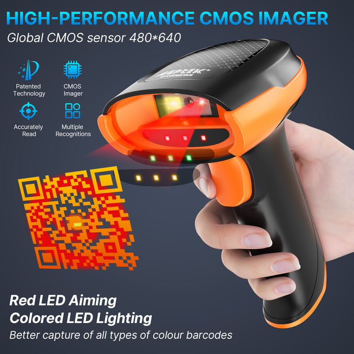 Bluetooth & 2.4GHz Wireless Barcode Scanner–Perfect for Retail 2D/1D QR Code Reader