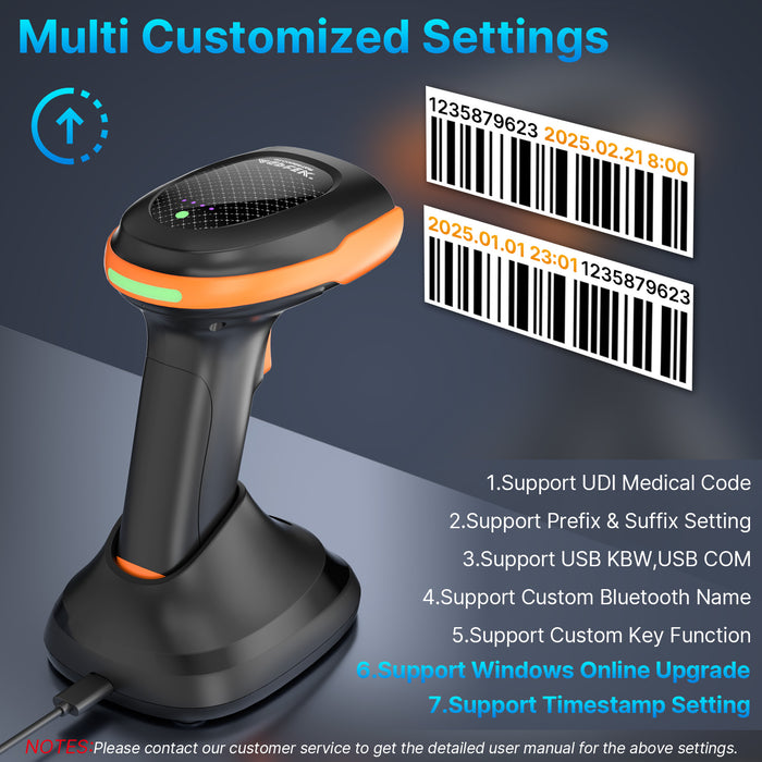 Bluetooth & 2.4GHz Wireless Barcode Scanner–Perfect for Retail 2D/1D QR Code Reader