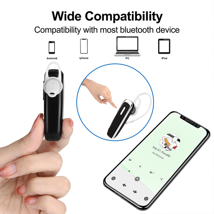 Bluetooth Wireless Trucker Headset Earpiece Hands-Free Mic Noise Cancellation