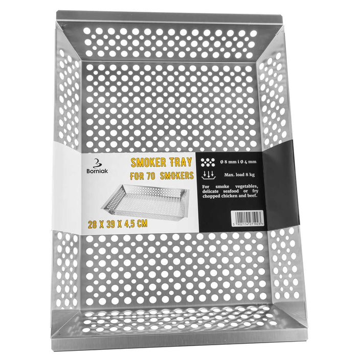 Stainless steel Borniak smoker tray with perforated design for small foods