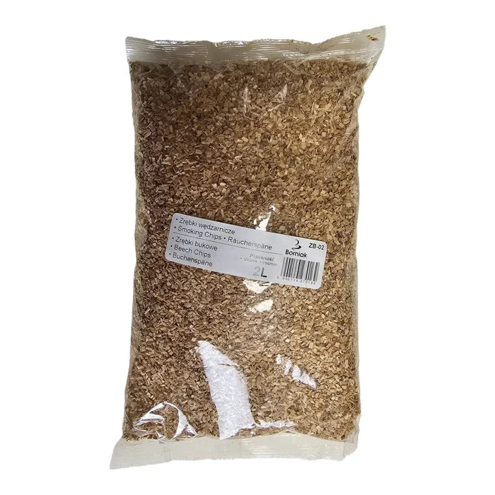 Close-up of chopped beechwood smoking chips