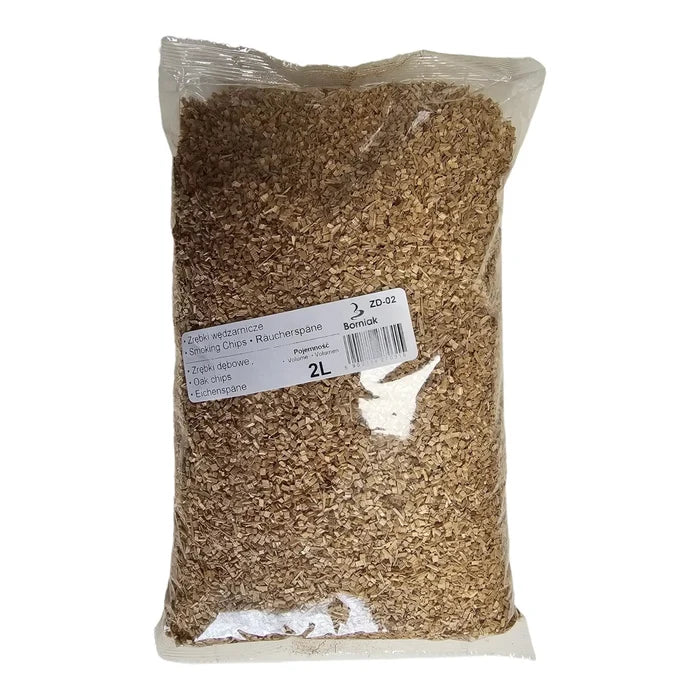 Borniak Oak Smoking Chips in a transparent bag with label