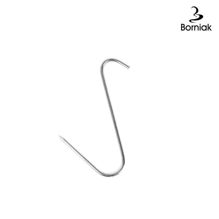 Close-up of stainless steel S-hook for smoking