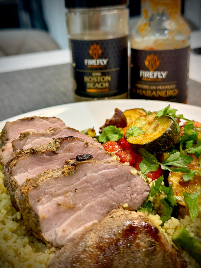Dish with Boston Beach Jerk Rub seasoning
