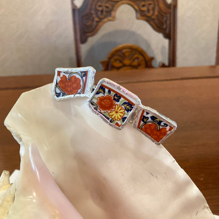 Broken Plate Artisan Made Floral Barrette Handcrafted Hair Clip 1 in x 3.25 in