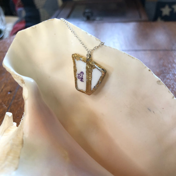 Broken Plate Artisan Made Pendant Corelle Butterfly Gold Plate Handcrafted Necklace 1in x 1in