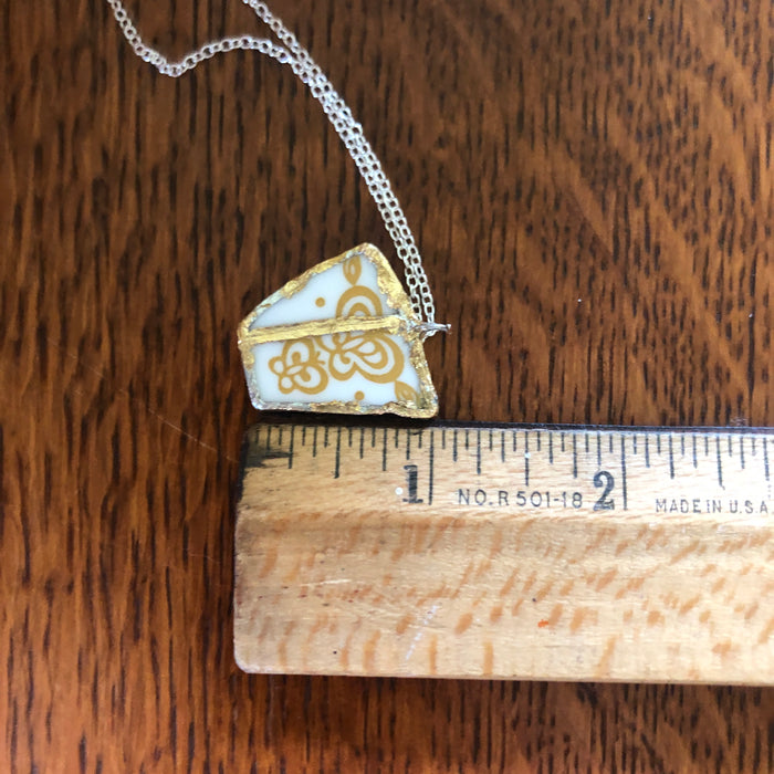 Broken Plate Artisan Made Pendant Corelle Butterfly Gold Plate Handcrafted Necklace 1in x 1in
