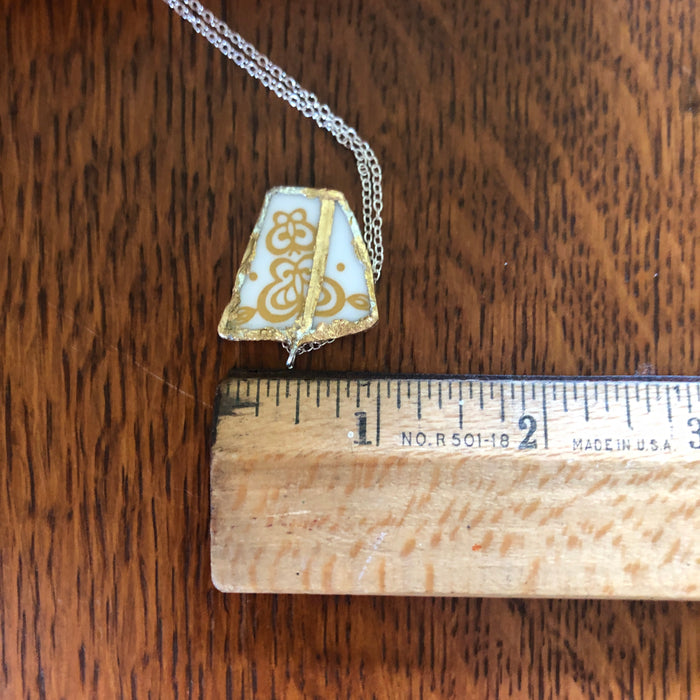 Broken Plate Artisan Made Pendant Corelle Butterfly Gold Plate Handcrafted Necklace 1in x 1in