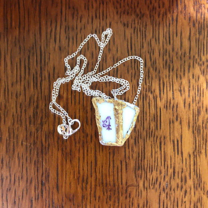 Broken Plate Artisan Made Pendant Corelle Butterfly Gold Plate Handcrafted Necklace 1in x 1in