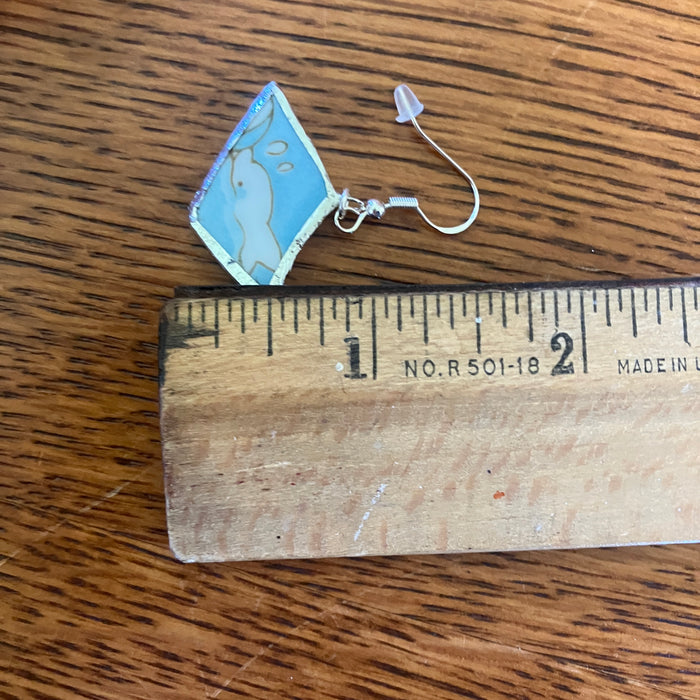 Broken Pottery Artisan Made Dolphin Earrings Haruka Japan Bowl Handcrafted Dangle Earrings