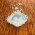 Broken Pottery Artisan Made Dolphin Pendant Haruka Japan Bowl Handcrafted Necklace 2 3/8 in x 1.5 in