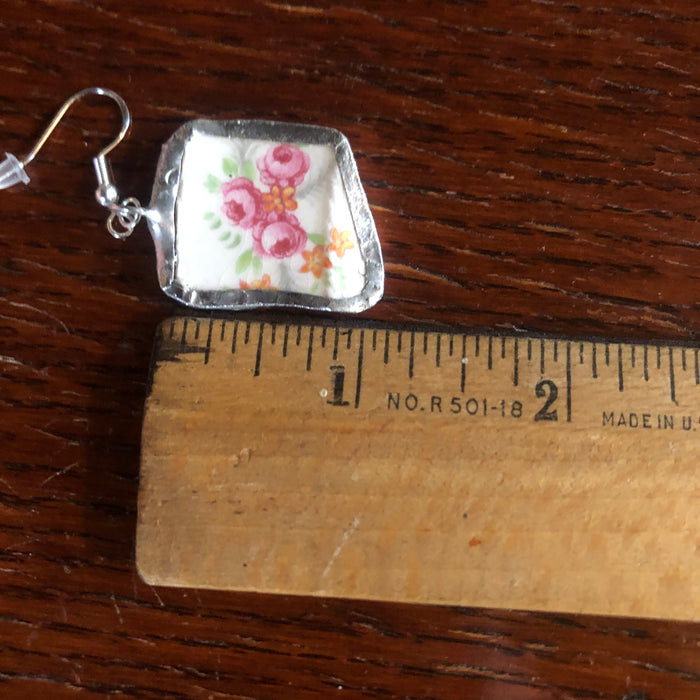 Broken Pottery Artisan Made Earrings Made In USA Plate Dangle Earrings