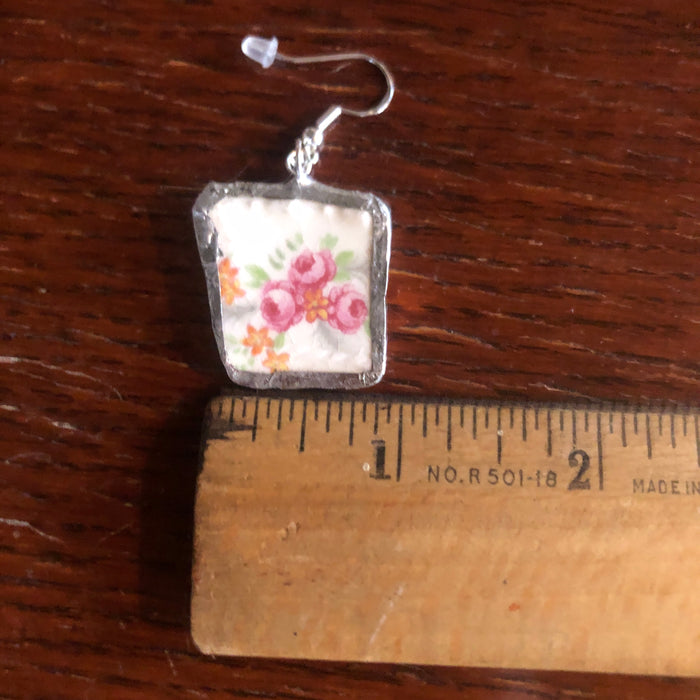 Broken Pottery Artisan Made Earrings Made In USA Plate Dangle Earrings