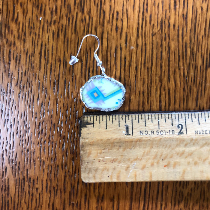 Broken Pottery Artisan Made Earrings Sango One World Japan Plate Handcrafted Dangle Earrings