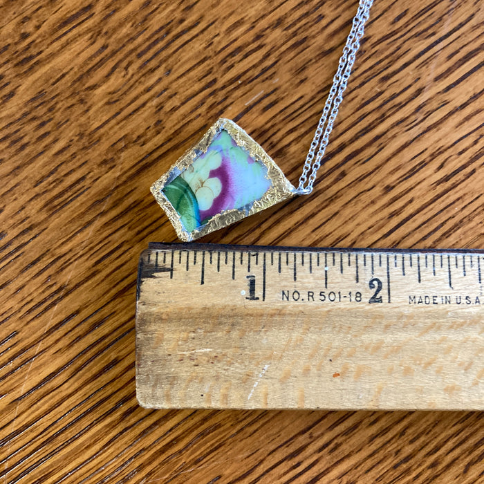 Broken Pottery Artisan Made Grape Pendant Fruit Plate Handcrafted Necklace 1 in x 1.25 in