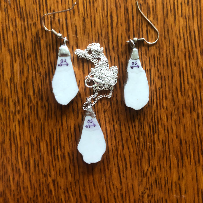 Broken Pottery Artisan Made Pendant And Dangle Earring Set Sango One World Japan Plate Handcrafted Jewelry Set