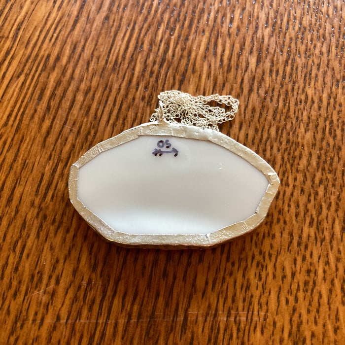 Broken Pottery Artisan Made Pendant Christian Religious Plate Handcrafted Necklace 1.5 in x 2.25 in