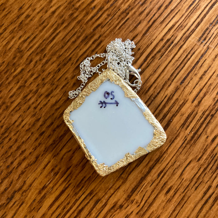 Broken Pottery Artisan Made Pendant Christian Religious Plate Handcrafted Necklace 1 in x 1 5/8 in