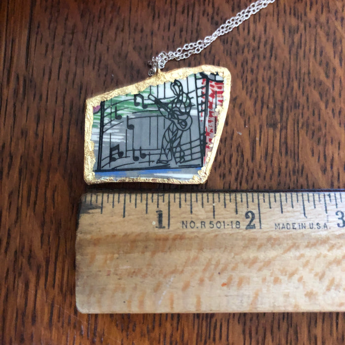 Broken Pottery Artisan Made Pendant Elvis Collector Plate Handcrafted Necklace 1 5/8in x 1.25in